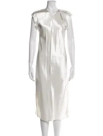 Pre-owned Forte Forte V-neck Long Dress In Neutral