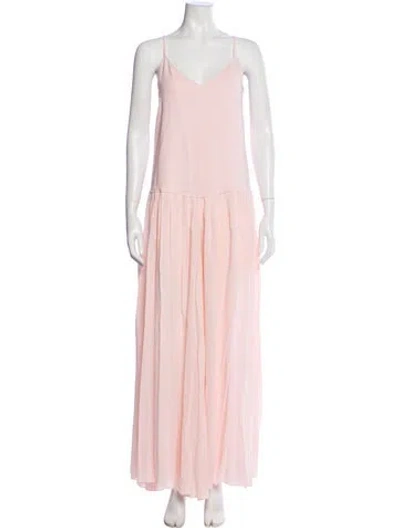 Pre-owned Forte Forte V-neck Long Dress In Pink
