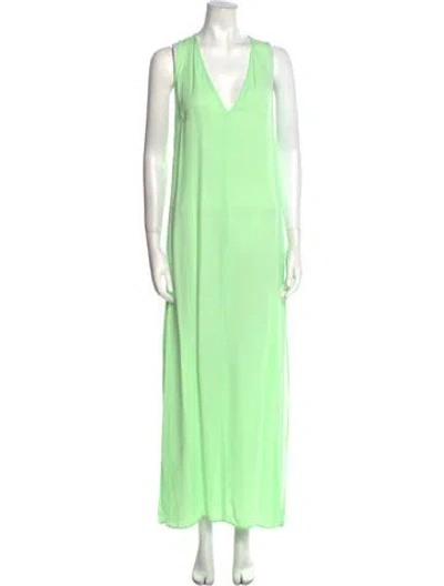 Pre-owned Forte Forte V-neck Long Dress W/ Tags In Green