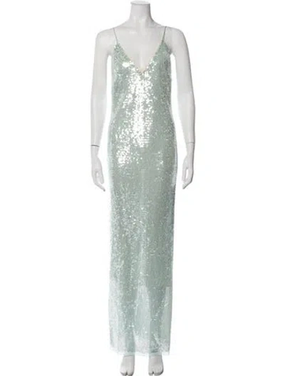 Pre-owned Forte Forte V-neck Long Dress W/ Tags In Green