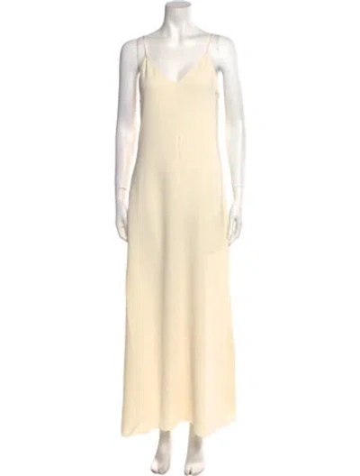 Pre-owned Forte Forte V-neck Long Dress W/ Tags In Neutral
