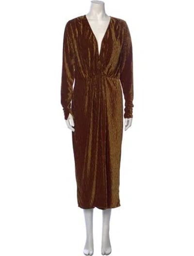 Pre-owned Forte Forte V-neck Long Dress W/ Tags In Orange