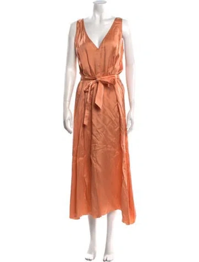 Pre-owned Forte Forte V-neck Long Dress W/ Tags In Orange