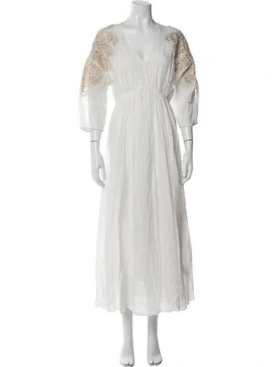 Pre-owned Forte Forte V-neck Long Dress W/ Tags In White