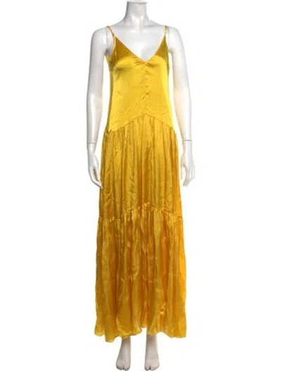 Pre-owned Forte Forte V-neck Long Dress W/ Tags In Yellow