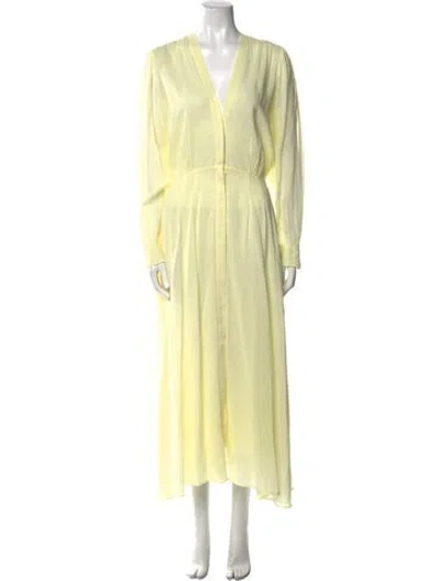 Pre-owned Forte Forte V-neck Long Dress In Yellow