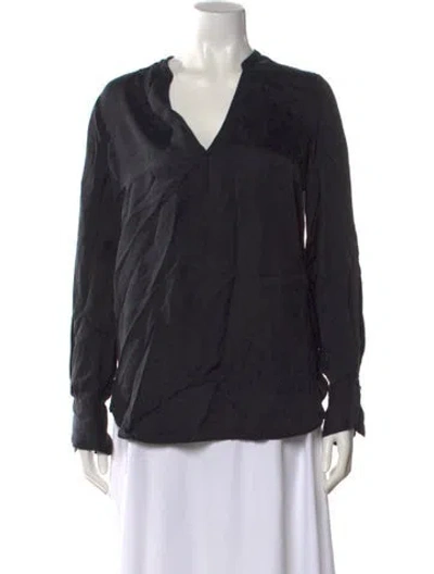 Pre-owned Forte Forte V-neck Long Sleeve Blouse In Black