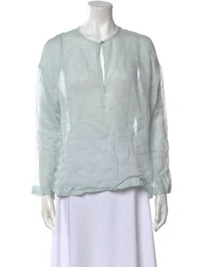 Pre-owned Forte Forte V-neck Long Sleeve Blouse In Blue