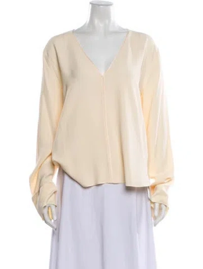 Pre-owned Forte Forte V-neck Long Sleeve Blouse In Neutral