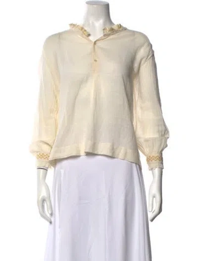Pre-owned Forte Forte V-neck Long Sleeve Blouse In Neutrals