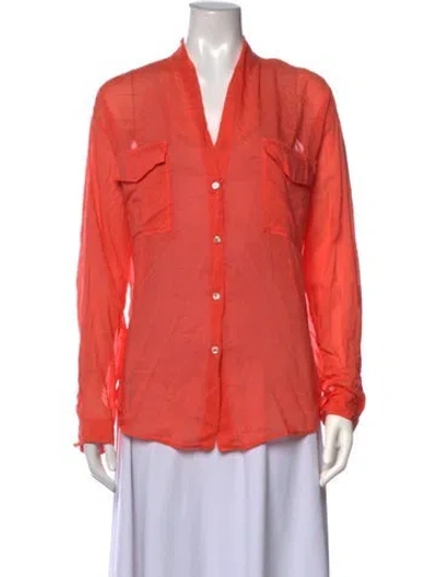 Pre-owned Forte Forte V-neck Long Sleeve Blouse In Orange