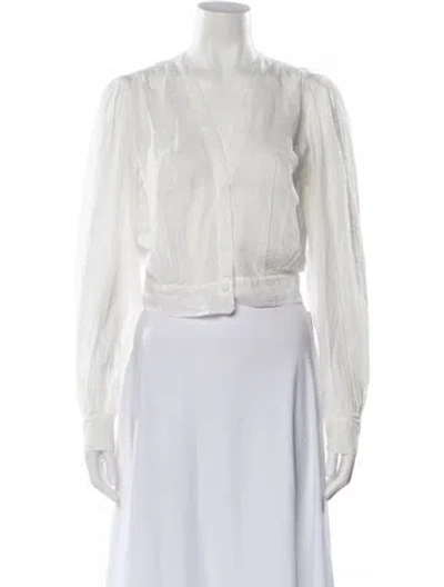 Pre-owned Forte Forte V-neck Long Sleeve Blouse In White