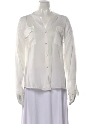 Pre-owned Forte Forte V-neck Long Sleeve Button-up Top W/ Tags In White