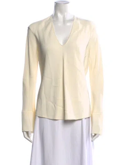 Pre-owned Forte Forte V-neck Long Sleeve Top In Neutral