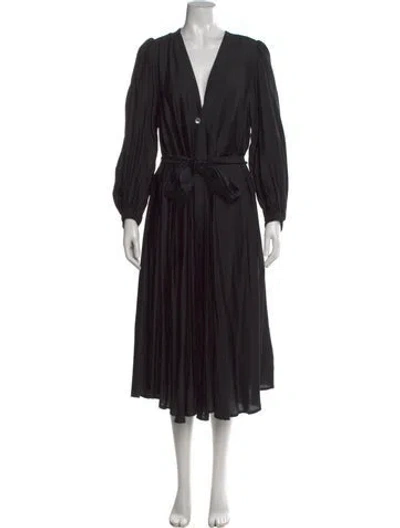 Pre-owned Forte Forte V-neck Midi Length Dress In Black