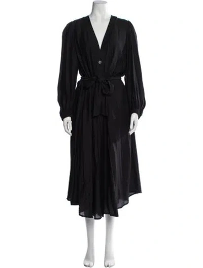 Pre-owned Forte Forte V-neck Midi Length Dress In Black