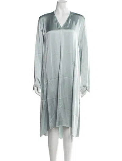 Pre-owned Forte Forte V-neck Midi Length Dress In Blue