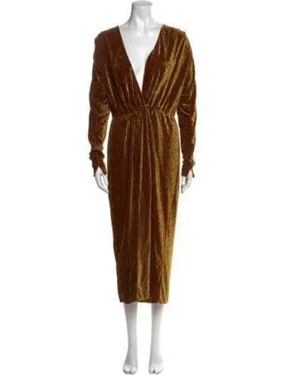 Pre-owned Forte Forte V-neck Midi Length Dress In Brown