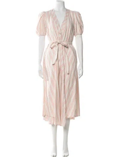 Pre-owned Forte Forte V-neck Midi Length Dress In Multi