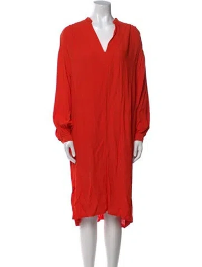 Pre-owned Forte Forte V-neck Midi Length Dress In Orange