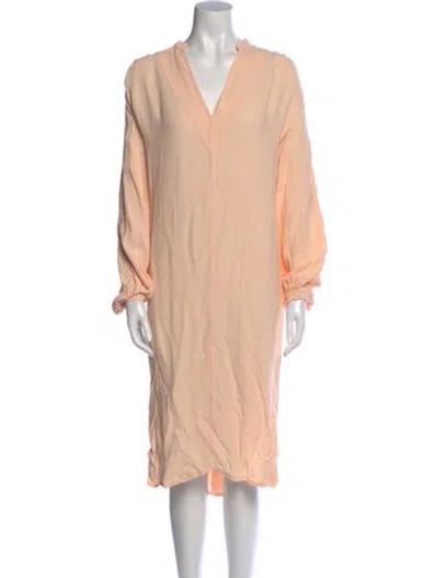 Pre-owned Forte Forte V-neck Midi Length Dress In Pink