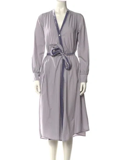 Pre-owned Forte Forte V-neck Midi Length Dress In Purple