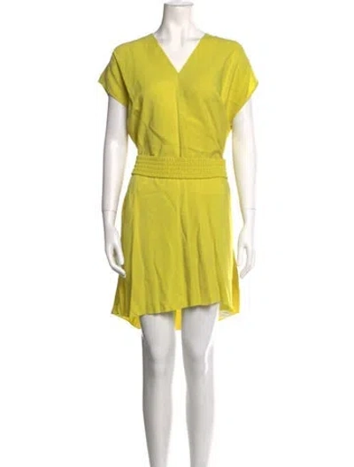 Pre-owned Forte Forte V-neck Mini Dress In Yellow