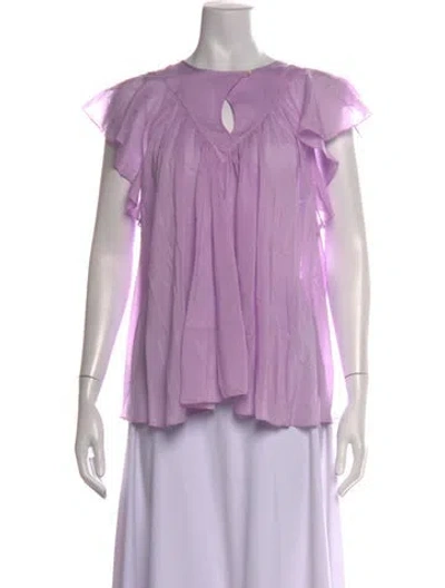 Pre-owned Forte Forte V-neck Short Sleeve Top In Purple