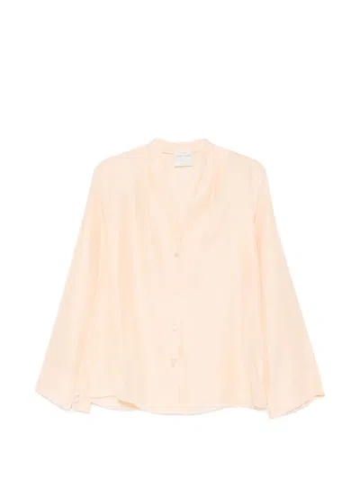 Forte Forte V-neck Silk Shirt In Pink