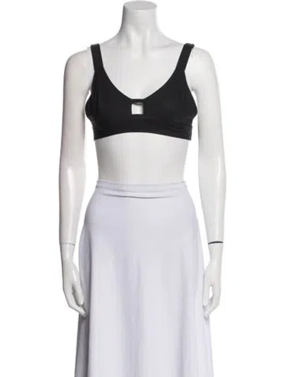 Pre-owned Forte Forte V-neck Sleeveless Crop Top In Black