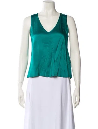 Pre-owned Forte Forte V-neck Sleeveless Crop Top In Green