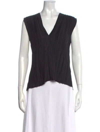 Pre-owned Forte Forte V-neck Sleeveless Top In Black