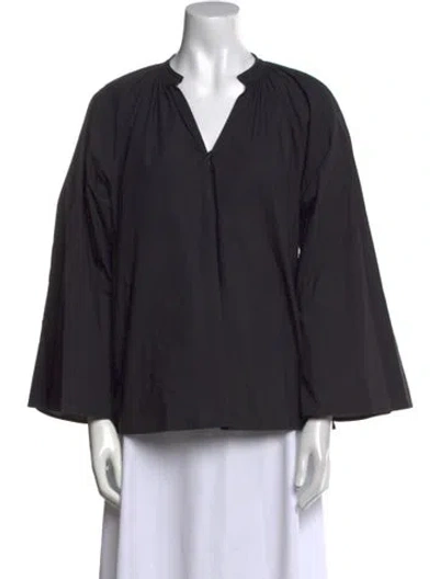 Pre-owned Forte Forte V-neck Three-quarter Sleeve Blouse In Black