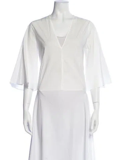 Pre-owned Forte Forte V-neck Three-quarter Sleeve Blouse In White