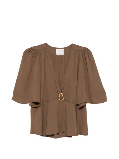 Forte Forte V-necked Top In Brown