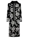Forte Forte Long Coat With Floral Embroidery And Pockets In Black