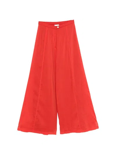 Forte Forte Voile Cotton And Silk Trousers In Red