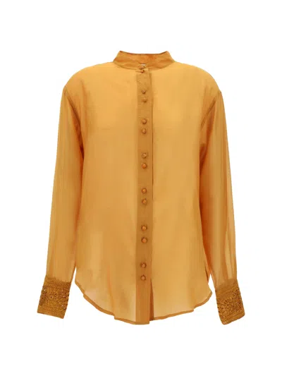 Forte Forte Crochet-detail Long-sleeve Shirt In Brown