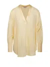 Forte Forte Lightweight Loose Fit V-neck Blouse In Yellow