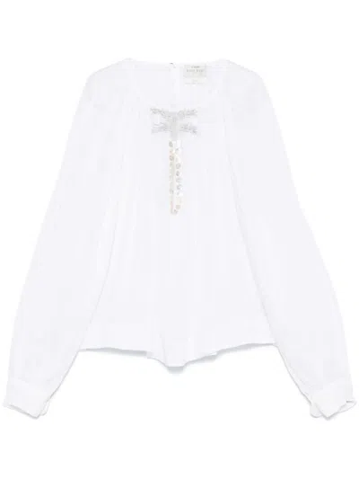 FORTE FORTE WHITE BEAD-DETAIL SHIRT