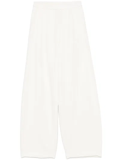 Forte Forte White Diagonal Cotton Twisted Pants