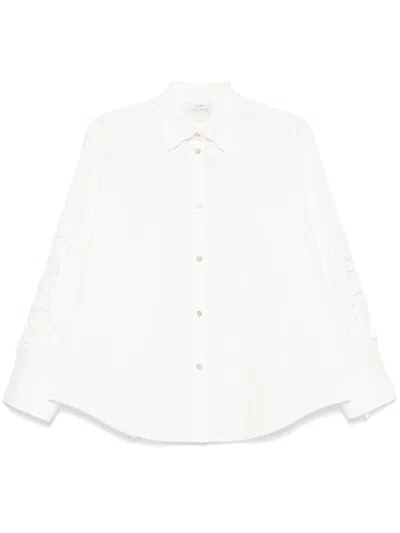 FORTE FORTE WHITE LACE-DETAILED SHIRT