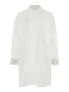 Forte Forte White Maxi Shirt With Pearls Decoration In Cotton Woman In White