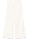 Forte Forte Wide-leg Cotton Trousers With Elastic Waistband In Beige