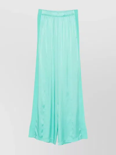 Forte Forte Wide Leg Silk Trousers With Satin Finish In Green
