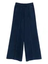 Forte Forte Wide Leg Trousers With Elastic Waist And Pleats In Blue