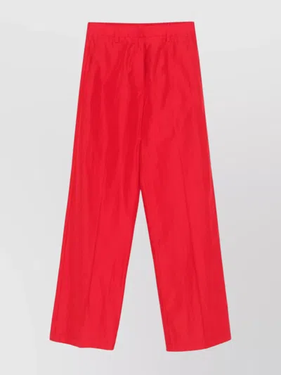 Forte Forte Wide Leg Trousers With Rear Elasticated Waistband In Red