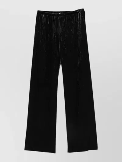 Forte Forte Wide Leg Velvet Trousers Shiny Pleats In Black