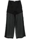 Forte Forte Wide-legged Silk Trousers With Sheer Overlay In Black