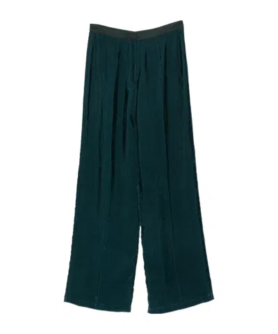 Forte Forte Ribbed-velvet Wide-leg Trousers In Green